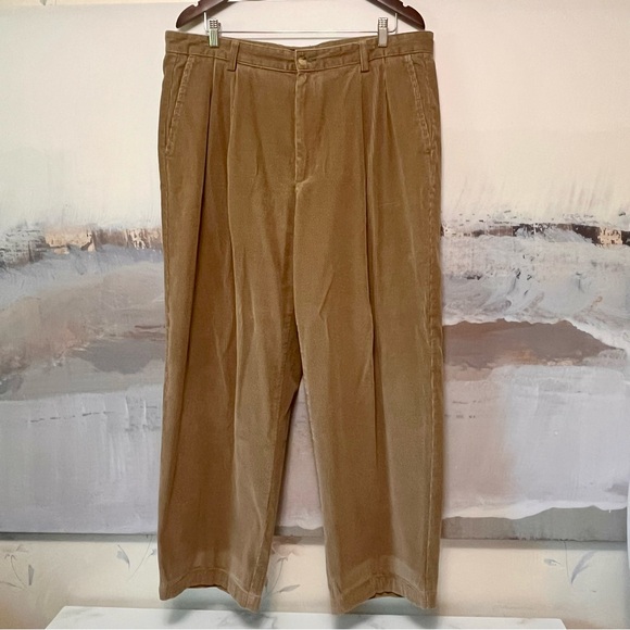 VTG Tommy Hilfiger Pants Men 38x28 Brown Corduroy Relaxed Wide Leg Baggy 90s Y2K - Picture 1 of 15